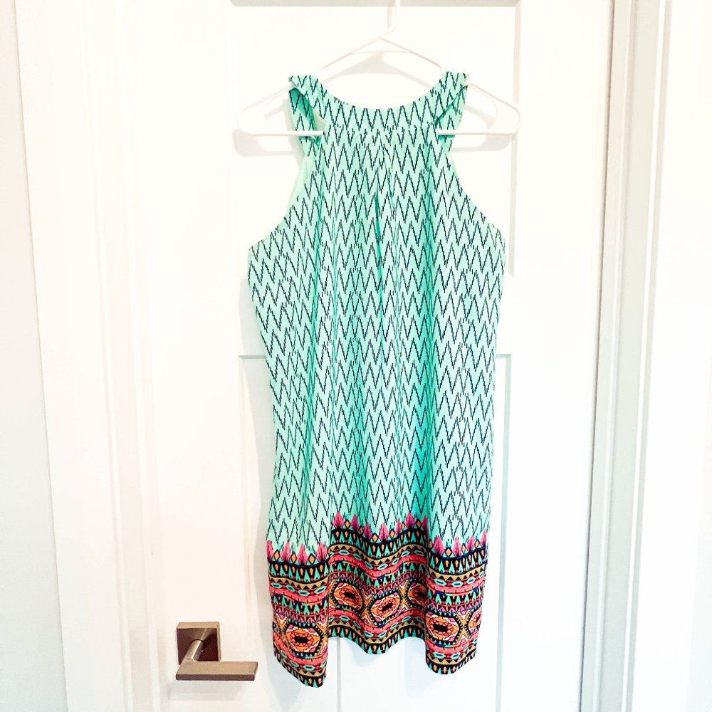 BUTTONS | Racer Back, Aztec Shift Dress - Picture 3 of 7